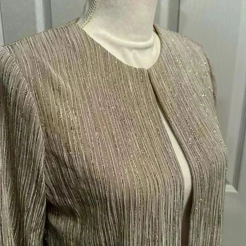 NWT Alex Evenings Shimmering Metallic Jacket with Top Closure Women Petite Small - Picture 3 of 14